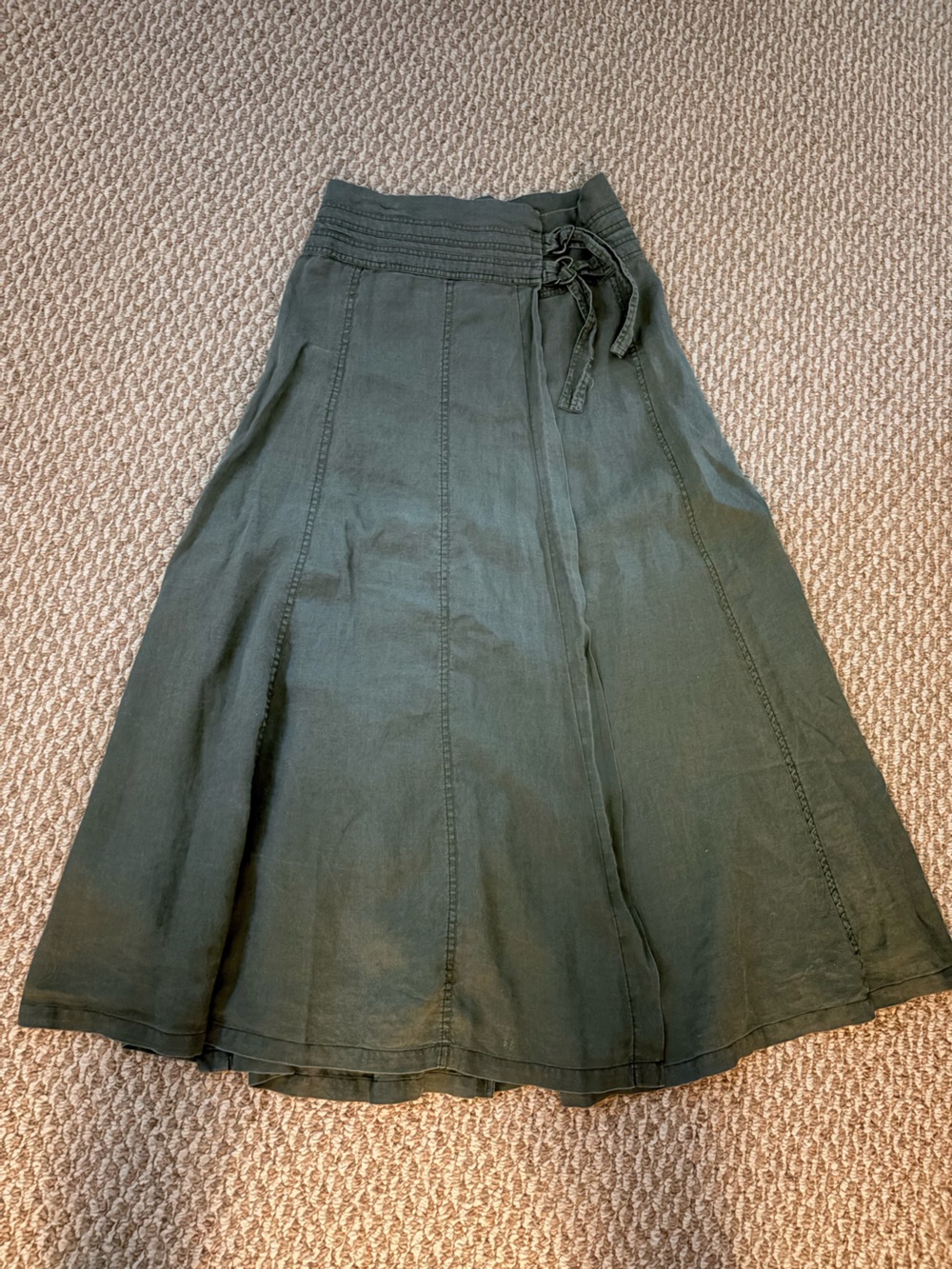 Zara Olive Green Wrap Buckle Closure Skirt